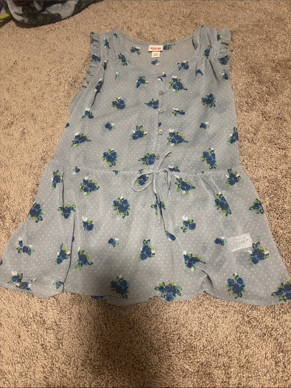 Mossimo Supply Co. Powder Blue Floral Tie-Waist A-Line Skirt